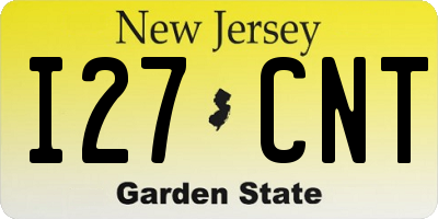 NJ license plate I27CNT