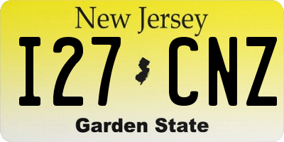 NJ license plate I27CNZ