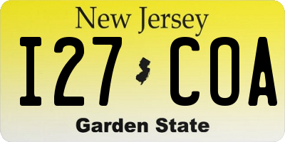 NJ license plate I27COA