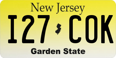 NJ license plate I27COK