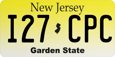 NJ license plate I27CPC
