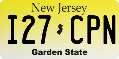 NJ license plate I27CPN