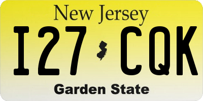 NJ license plate I27CQK