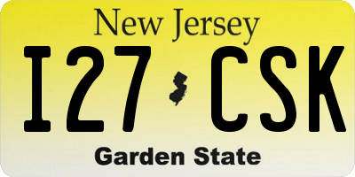 NJ license plate I27CSK