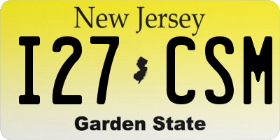NJ license plate I27CSM