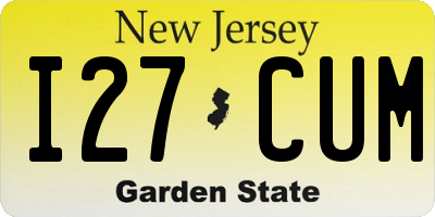NJ license plate I27CUM
