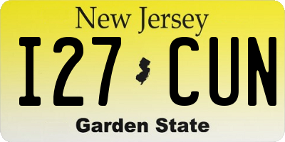NJ license plate I27CUN