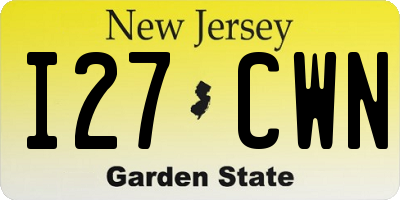 NJ license plate I27CWN
