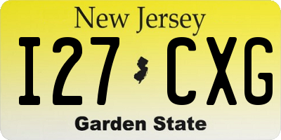 NJ license plate I27CXG