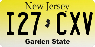 NJ license plate I27CXV