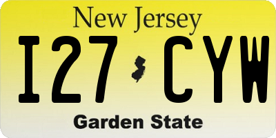 NJ license plate I27CYW