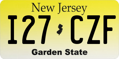 NJ license plate I27CZF