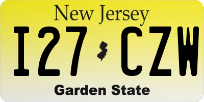 NJ license plate I27CZW