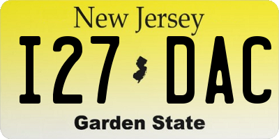 NJ license plate I27DAC