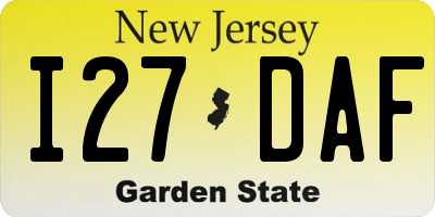 NJ license plate I27DAF