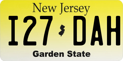 NJ license plate I27DAH