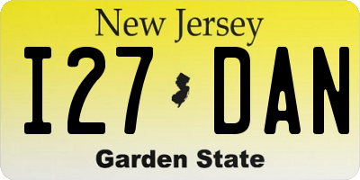 NJ license plate I27DAN
