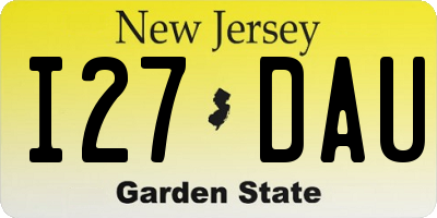 NJ license plate I27DAU