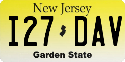 NJ license plate I27DAV