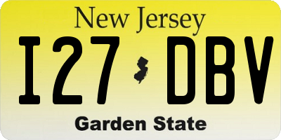 NJ license plate I27DBV