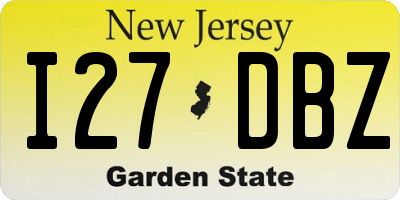 NJ license plate I27DBZ