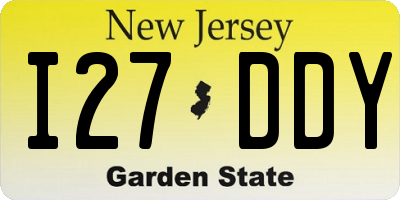 NJ license plate I27DDY