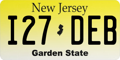 NJ license plate I27DEB