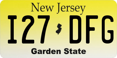 NJ license plate I27DFG