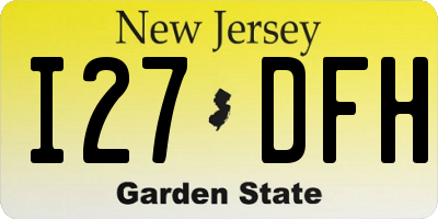 NJ license plate I27DFH