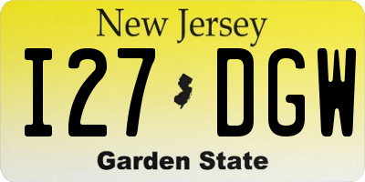 NJ license plate I27DGW