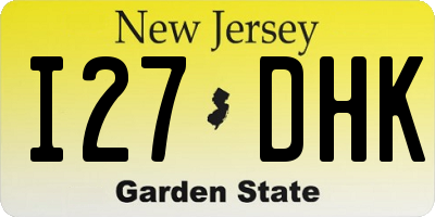 NJ license plate I27DHK