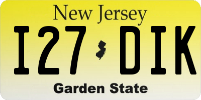 NJ license plate I27DIK
