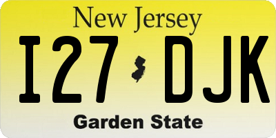 NJ license plate I27DJK