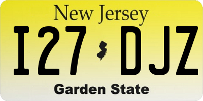 NJ license plate I27DJZ