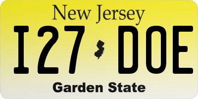 NJ license plate I27DOE