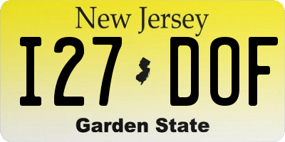 NJ license plate I27DOF