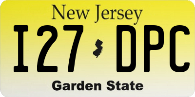 NJ license plate I27DPC