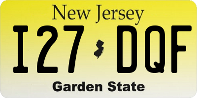 NJ license plate I27DQF