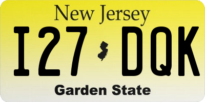 NJ license plate I27DQK