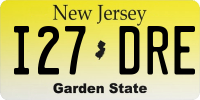 NJ license plate I27DRE