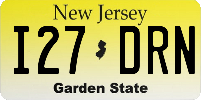 NJ license plate I27DRN