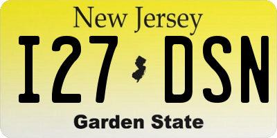 NJ license plate I27DSN