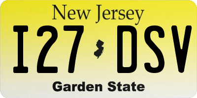 NJ license plate I27DSV