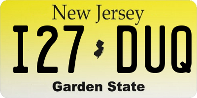 NJ license plate I27DUQ