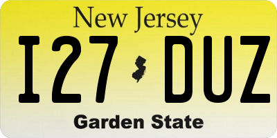 NJ license plate I27DUZ
