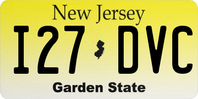 NJ license plate I27DVC