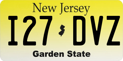 NJ license plate I27DVZ