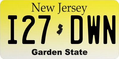 NJ license plate I27DWN