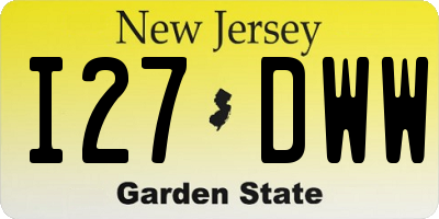 NJ license plate I27DWW