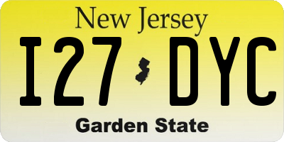 NJ license plate I27DYC